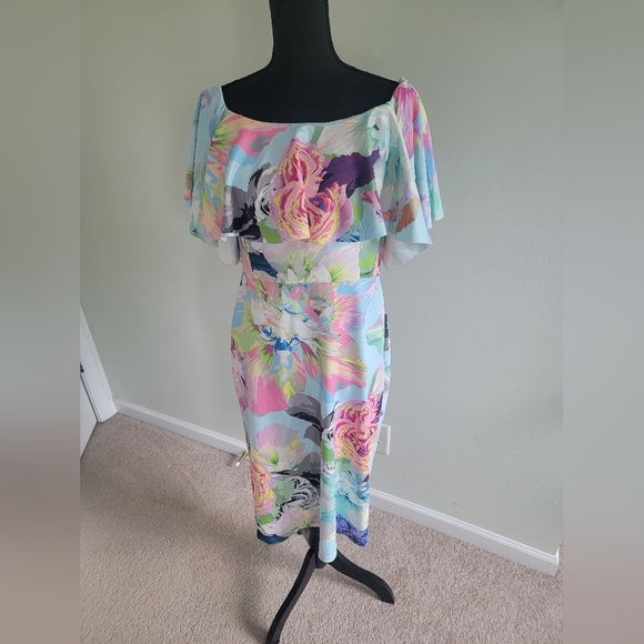 ASOS Candy Floral Double Ruffle Bandeau Midi Dress - Sz 12 - Picture 4 of 7